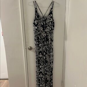 LOFT Black and White Sleeveless Sundress Maxi